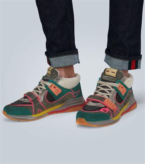 gucci ultrapace sneakers mid|gucci leather high top sneakers.